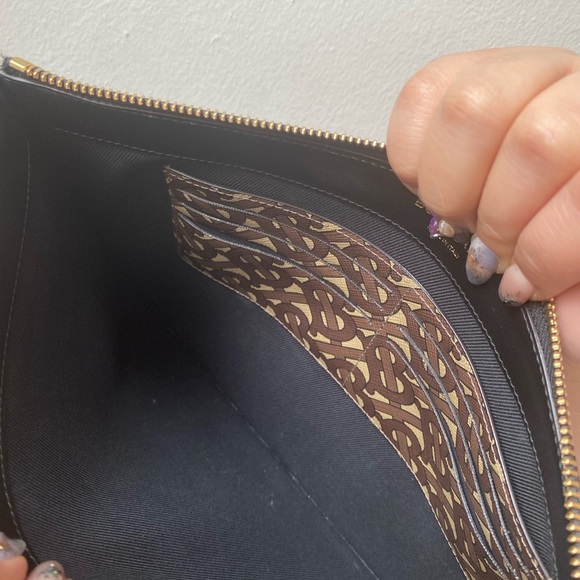 BURBERRY Monogram Strip E-canvas Zip Pouch - Picture 9 of 13